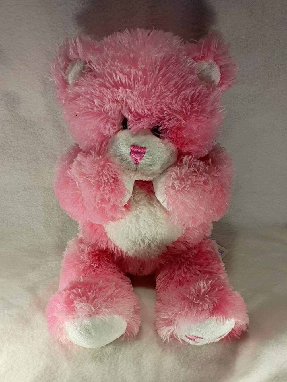 EUC Build A Bear Pink Kisses Fur You Teddy Bear With Magnetic Paws BABW Stuffy